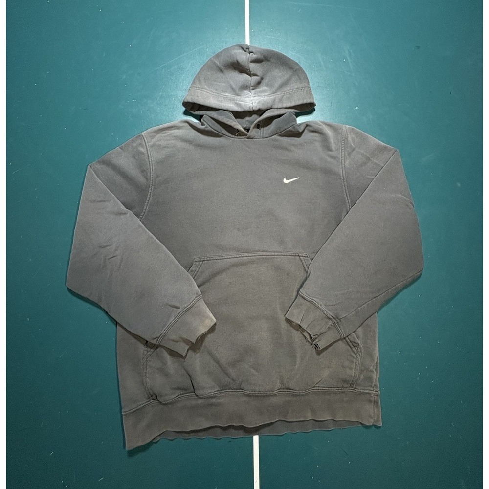 Vintage Nike Hoodie Sweatshirt Men's Medium Sun Faded Black Distressed Y2K‎